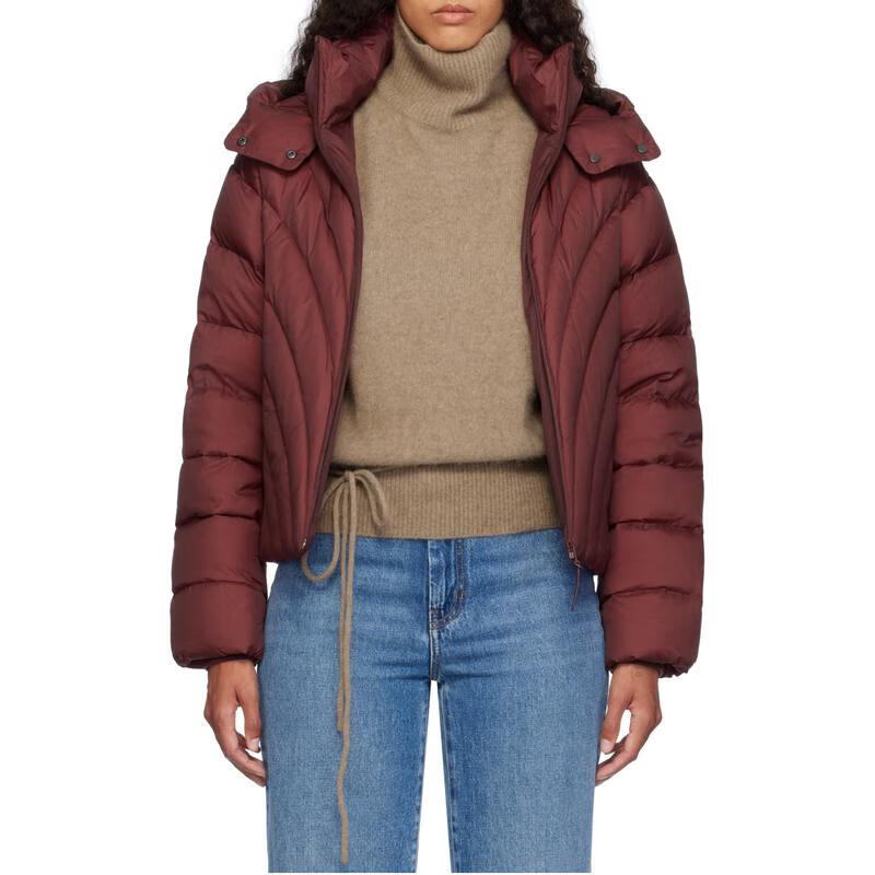 MACKAGE女士羽絨服保暖防風(fēng)輕盈耐用連帽立領(lǐng)短款鴨絨冬季通勤外套簡 紅色 均碼 |XXS