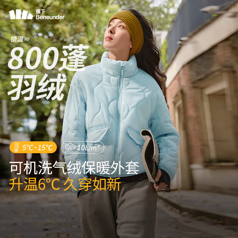 蕉下（beneunder）气绒服立领轻量保暖防风秋冬女士气绒外套显瘦舒适CL186 清羽蓝 L