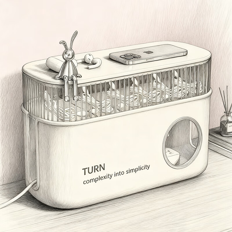 尔思家数据线收纳盒电源充电线收纳桌面绕线器理线整理盒机顶盒置物架 二层【排插/数据线收纳盒】