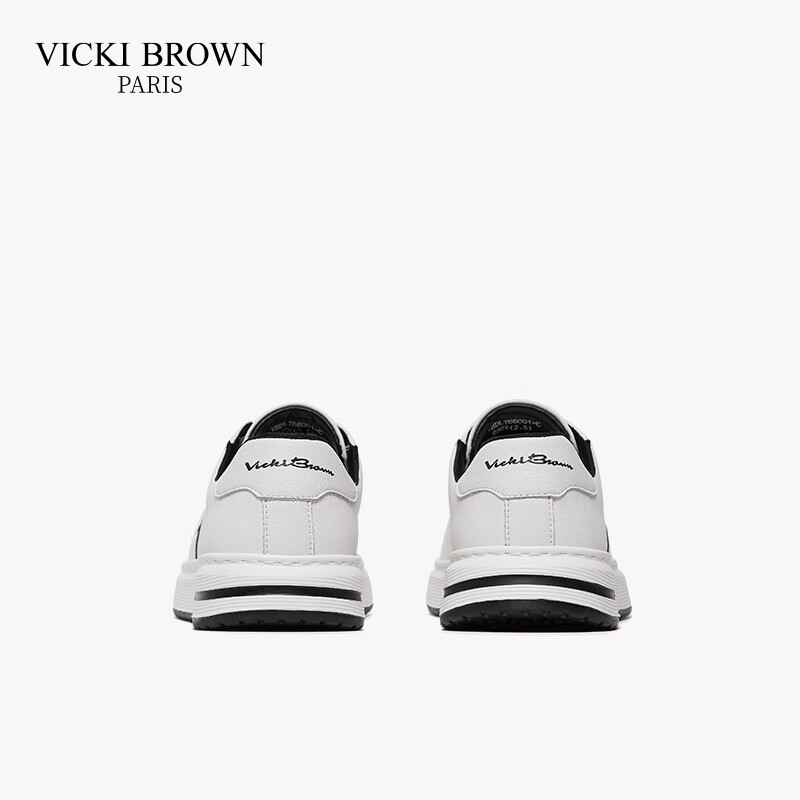 未毕（VICKI BROWN）法国品牌VB男鞋【冠军系列】简约潮流板鞋轻奢刺绣舒适防滑休闲鞋 白黑色 41