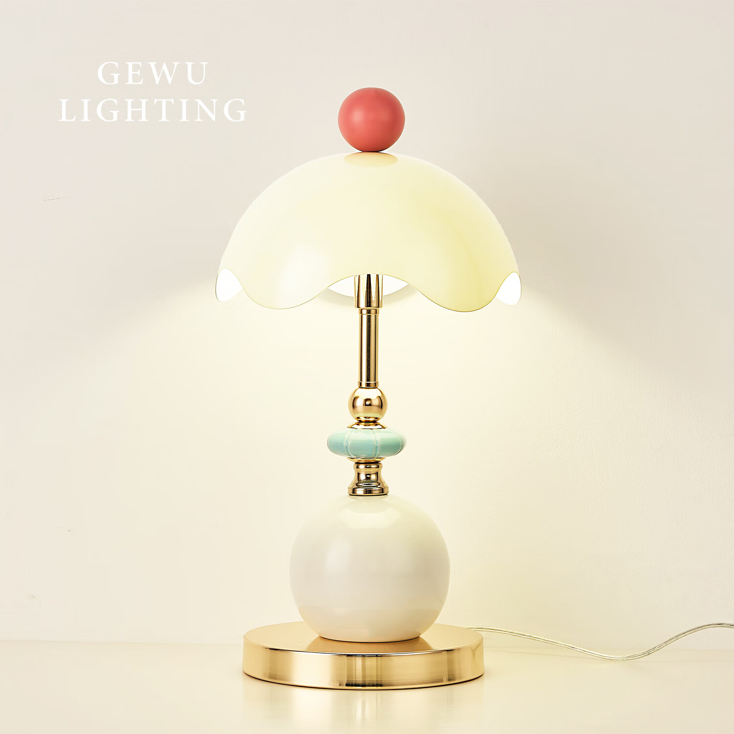 比达迩GEWU 意大利设计师法式蛋壳台灯卧室高级轻奢床头主卧氛围灯礼物 少女粉【三色调光】