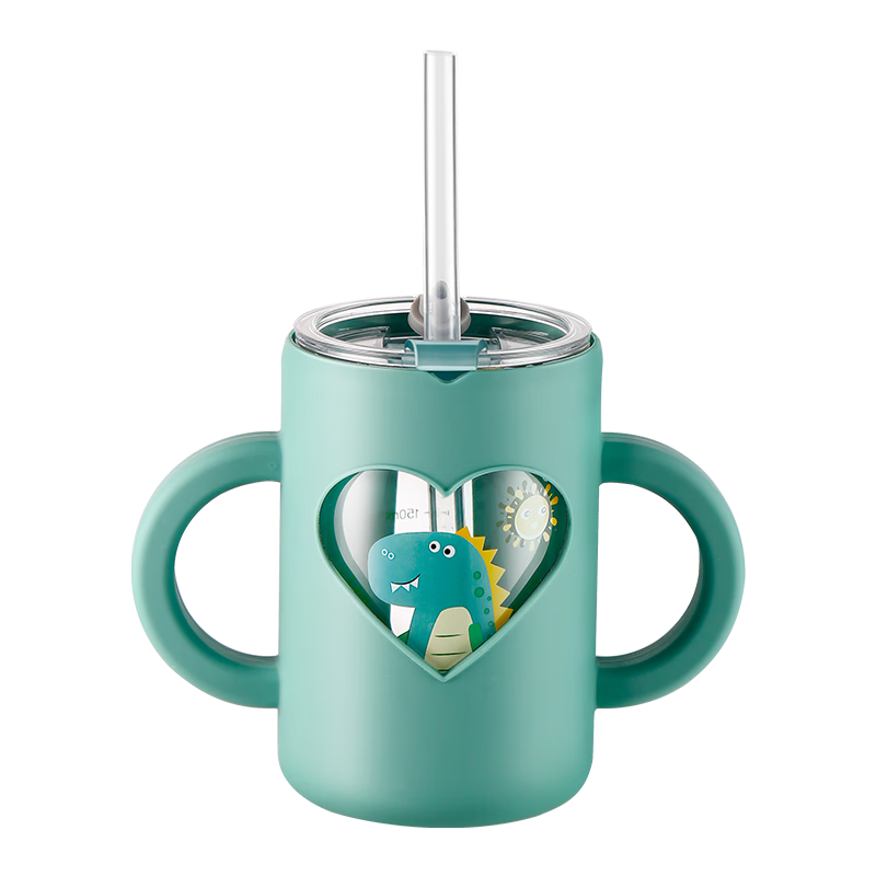 富光兒童牛奶杯帶刻度寶寶沖泡奶粉吸管水杯可微波爐加熱耐熱玻璃杯子