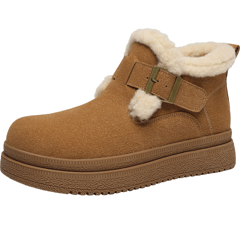 ZHR冬季勃肯鞋女厚底加绒保暖棉鞋女鞋新款防滑雪地靴女AB178B驼色38