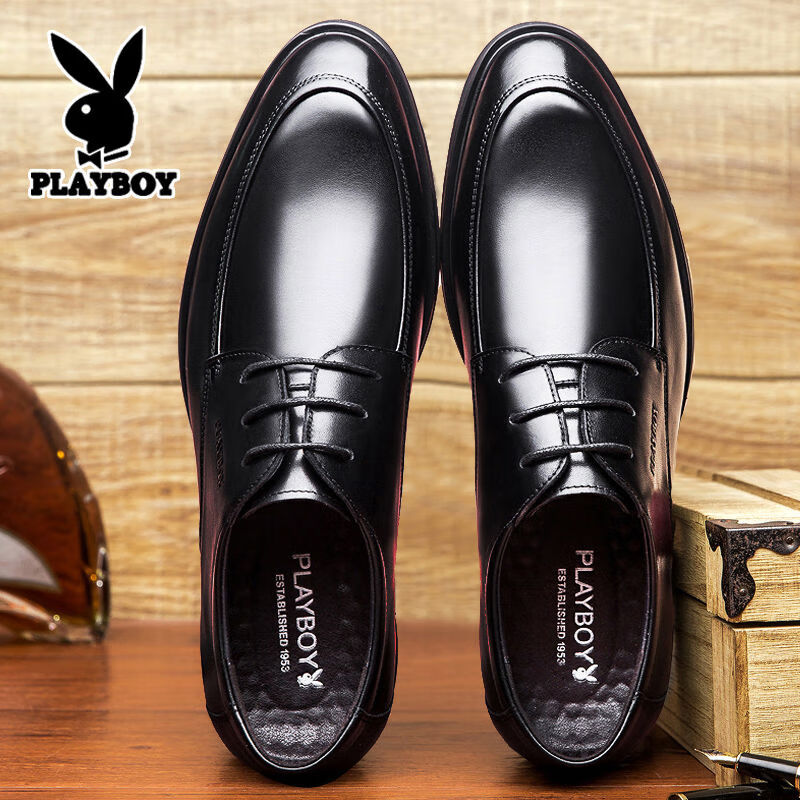 花花公子男士皮鞋真皮商务正装内增高结婚新郎伴郎