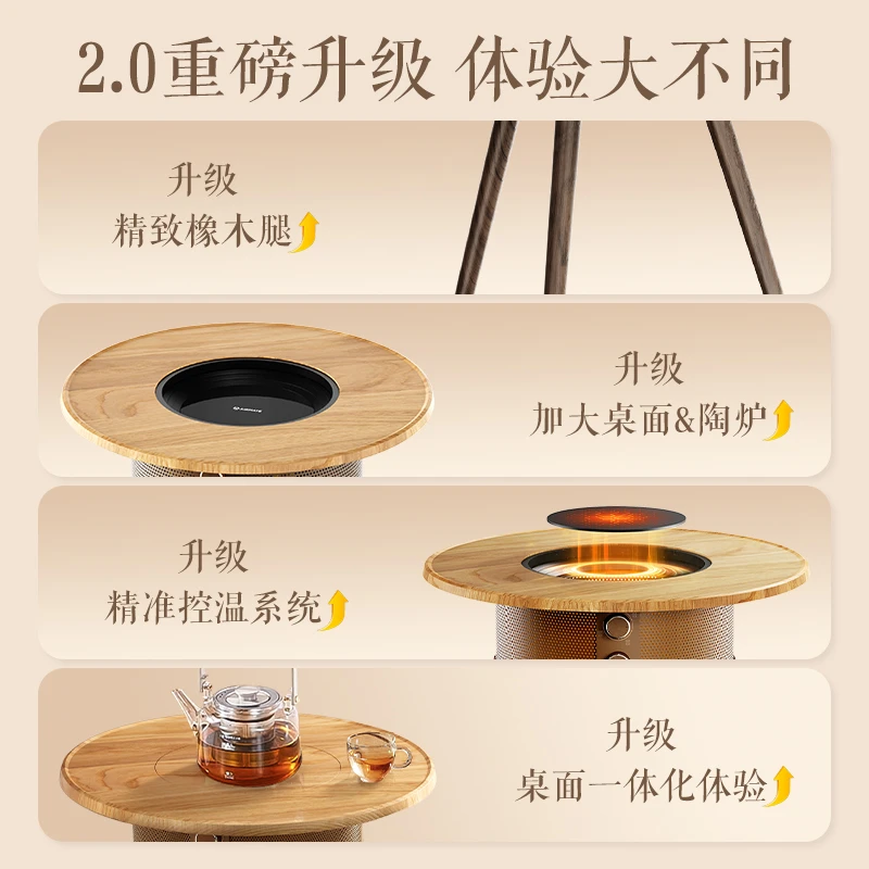 艾美特围炉煮茶取暖器电烤炉家用室内烤火炉冬季多功能电烤炉防寒家用暖腿神器 AIR13PRO【25年升级款】