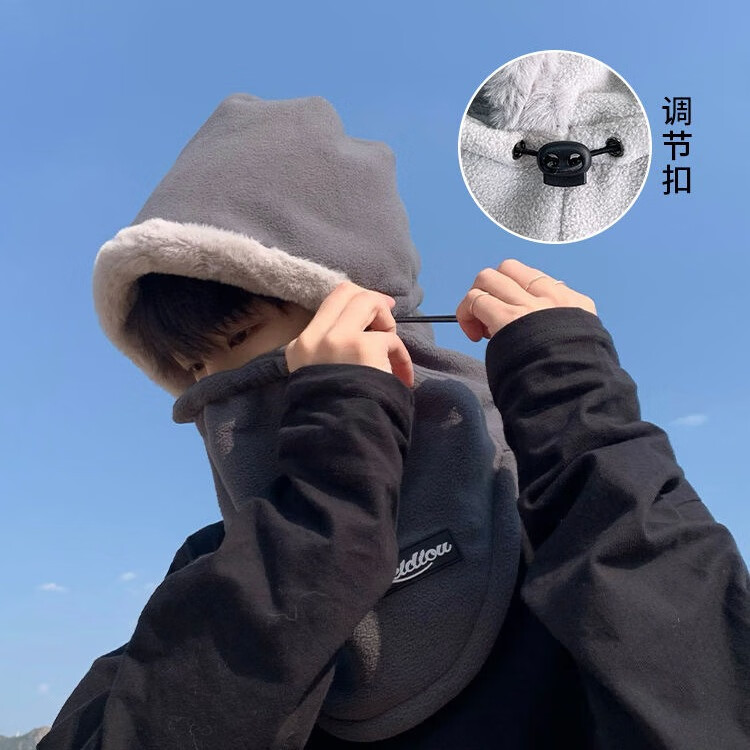 迈雷驰帽子男冬季骑行防寒面罩女冬天保暖口罩脖套加绒厚防风护耳 深灰色【防风保暖】 均码【外面可套头盔-男女可用】【防风保暖】