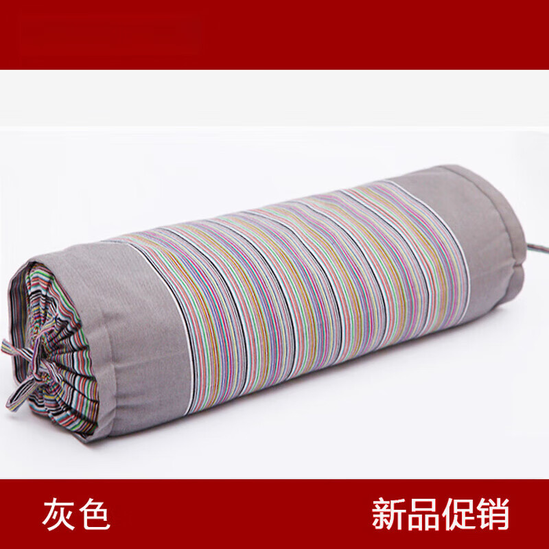 奥克舒老粗布颈椎枕头护颈枕圆形糖果形枕头 荞麦壳全棉修复枕圆柱