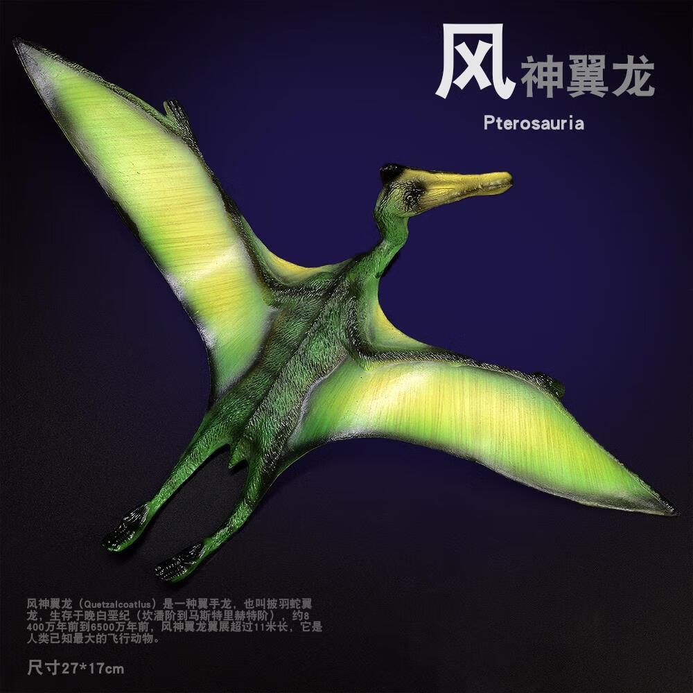 同心惢仿真恐龍玩具全套翼龍玩具模型手辦風(fēng)神翼龍無齒古魔會飛恐龍禮物 風(fēng)神翼龍綠色