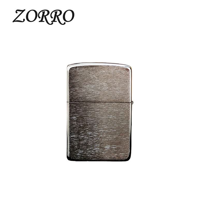 佐罗(ZORRO)煤油拉丝光板打火机黄铜防风砂轮创意送老公男士朋友礼物 银色 官方正品