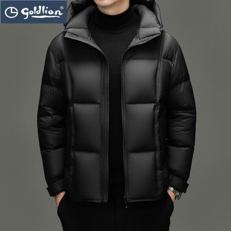 GOLDLION G+金利来25年冬季新款休闲泡芙羽绒服男式90鸭绒防寒保暖外套连帽服 紫色 4XL 195