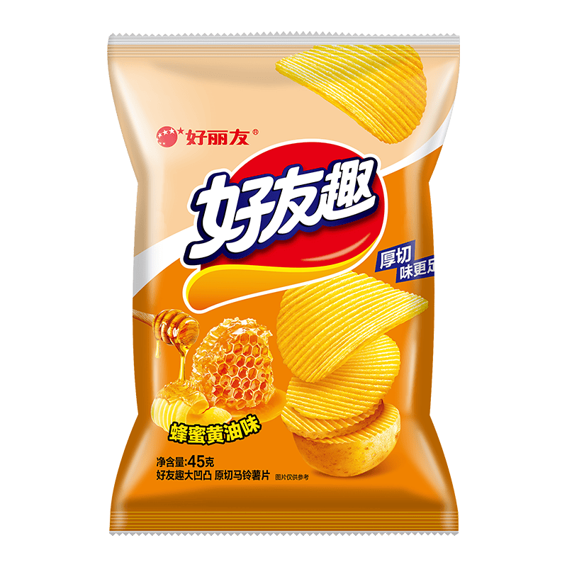 好丽友（ORION）呀土豆好友趣零食薯片休闲零食薯条膨化食品宿舍办公室解馋小零食 【好友趣28选10包】蜂蜜黄油味45g