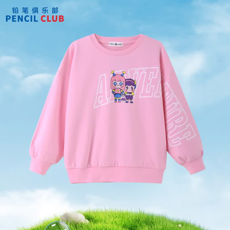 铅笔俱乐部童装女童t恤2025春装清仓女孩长袖儿童圆领上衣卡通 浅梅红 120 cm
