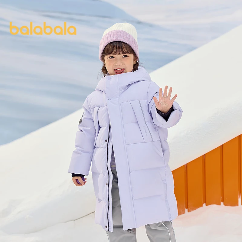 巴拉巴拉儿童羽绒服中长款冬加厚外套男女童2025连帽亲子装保暖防风防泼水