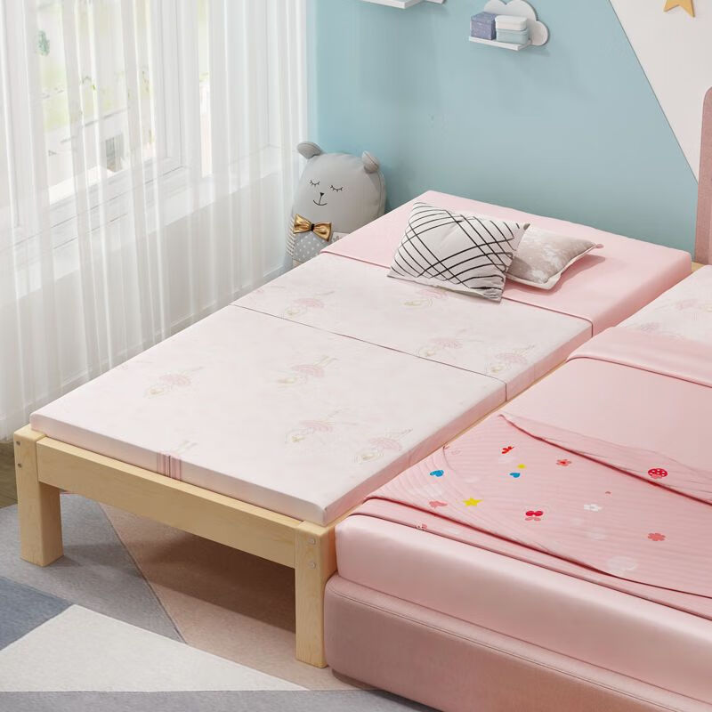 倘然之家拼接床加宽床儿童围栏床实木床带护栏男孩床女孩床婴儿床大床边床 平板款式【送3E椰棕垫】 128长*60宽*40高CM