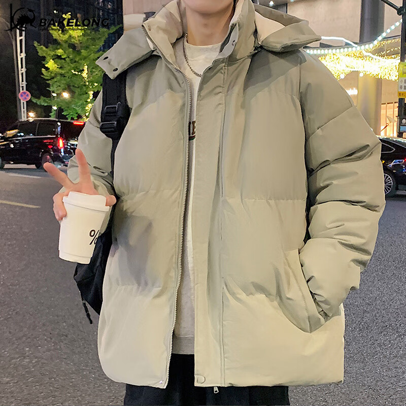 巴克龙 男连帽棉衣棉服 卡其色