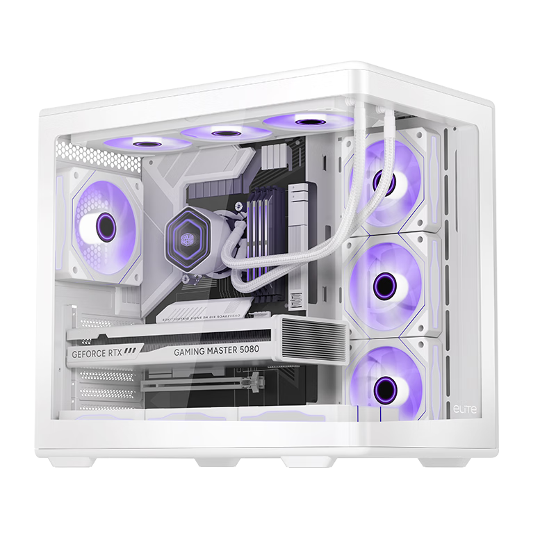 酷冷至尊（CoolerMaster）elite 神殿600 白色 ATX海景房機箱  一體曲面玻璃 無立柱/支持360水冷/Type-c 