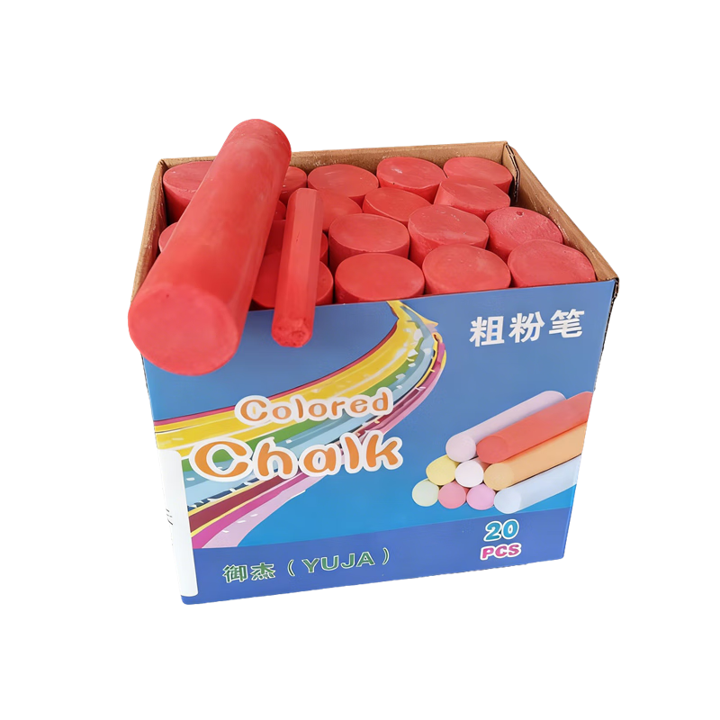 御杰粉筆京東自營老師20支紅色粗粉筆兒童戶外涂鴉無塵木材鋼管材料工地標記大粉筆船舶粉筆	