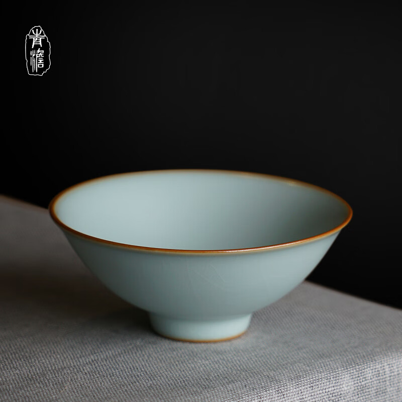 青澹汝窯斗笠杯景德鎮(zhèn)茶杯陶瓷品茗杯主人杯開片可養(yǎng)手工天 儒雅杯65ML 200mL以下