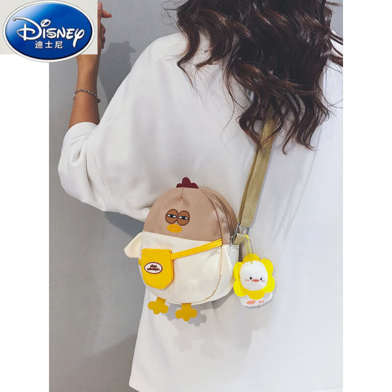迪士尼（Disney）可爱迷你帆布包包女2025秋季新款休闲小众手机包儿童卡通斜挎小包 白配卡其【裸包】