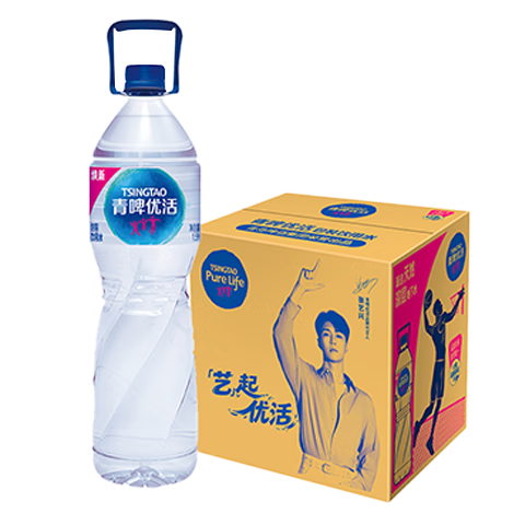 青啤优活饮用水1.5L*12瓶 纸箱装整箱大瓶装水 运动 家庭用水徒步旅行