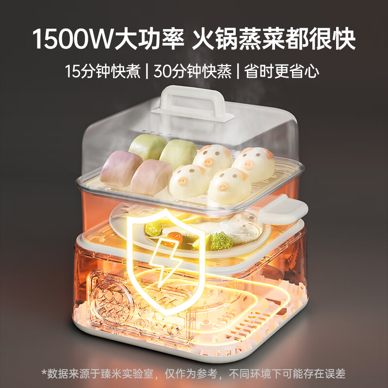 臻米(ZHENMI)电蒸锅不锈钢蒸锅家用大容量多功能多层早餐机专用一体锅上蒸下煮 12.5L