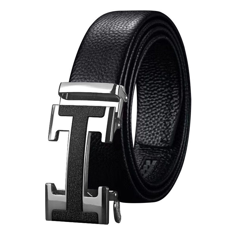 CHALKIN皮带男真皮自动扣头层牛皮潮流男士腰带商务休闲时尚百搭裤腰带 005枪色 120cm 可剪短/需要加长请留言