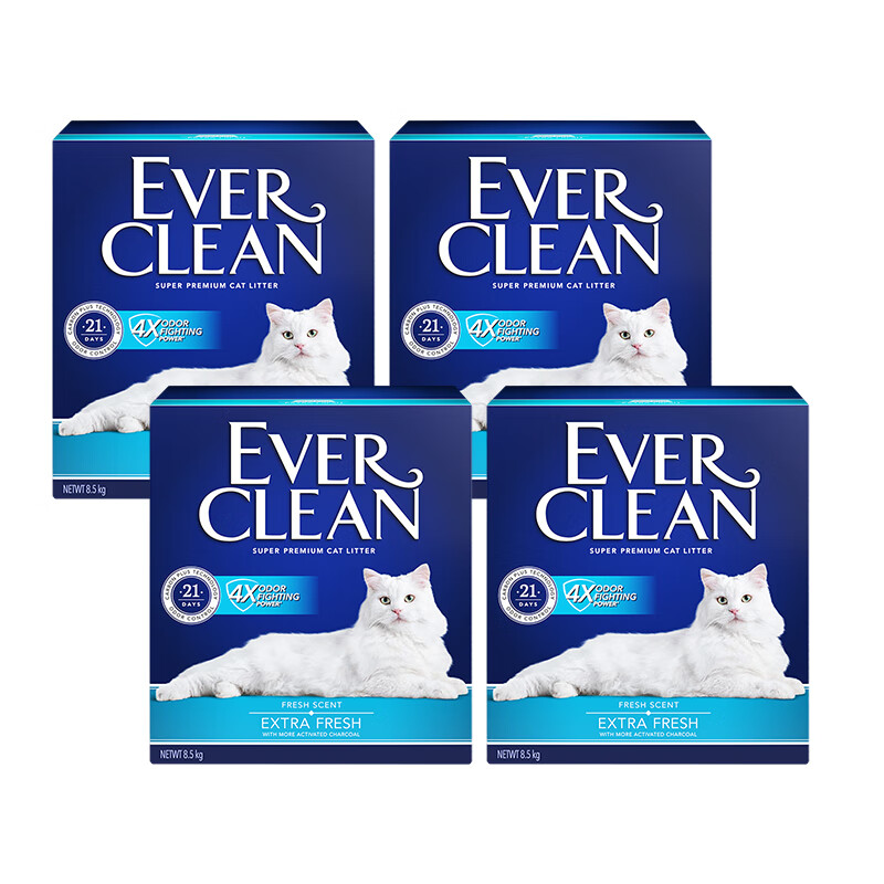 铂钻【新品首发】蓝标除臭膨润土猫砂微香款京东自营10L*4盒