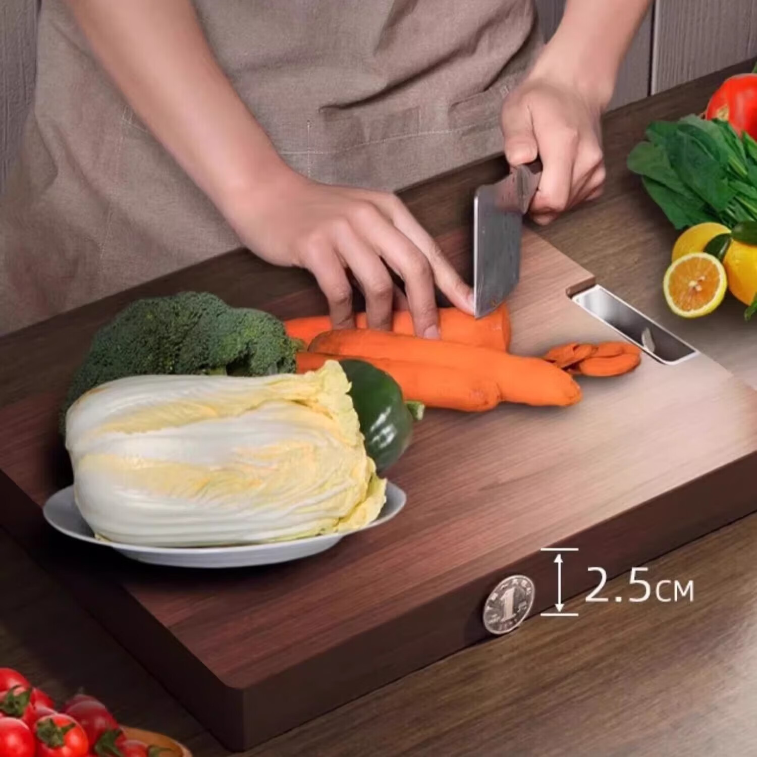 GNNDXX德国厨房菜板乌檀木整木切菜板实木砧板抗菌防霉家用厨房专用案板 【特厚乌檀木—整木】 50*35*3cm