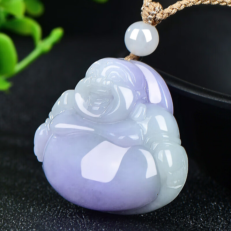 千载一玉孤品翡翠玉佛吊坠女士紫罗兰弥勒佛玉石项链九紫离火寓意福运相伴 款三 QZB623