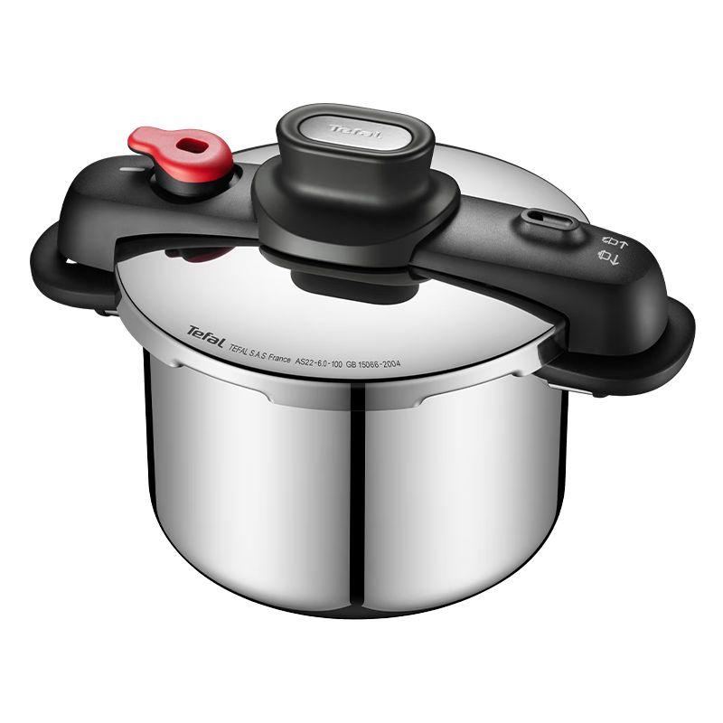 特福（Tefal）高压锅304不锈钢家用快煮锅双耳压力锅燃气电磁炉通用-6L