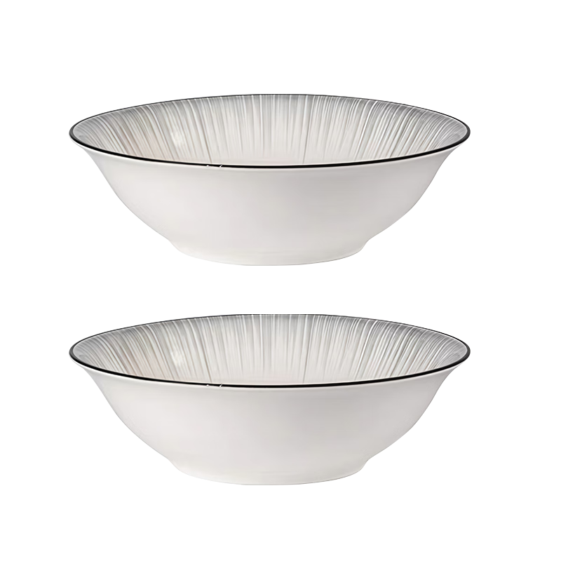 億嘉（IJARL） 陶瓷湯碗面碗家用陶瓷大號拉面碗牛肉面碗中式面碗 8英寸2只裝