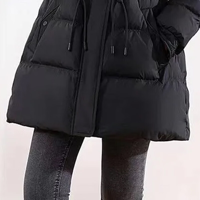 子牧棉麻2025冬装 女时尚棉衣中长款修身气质连帽棉服长袖外套