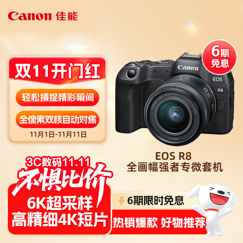 佳能（Canon）EOS R8 全画幅微单数码相机 RF24-50镜头套装（约2420万像素/小型轻量）