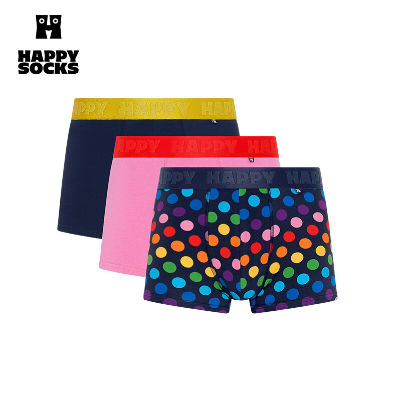Happy Socks【25年秋冬新品】潮牌ins风多巴胺男士平角内裤经典礼盒3条装 彩色波点礼盒 XL 京东折扣/优惠券