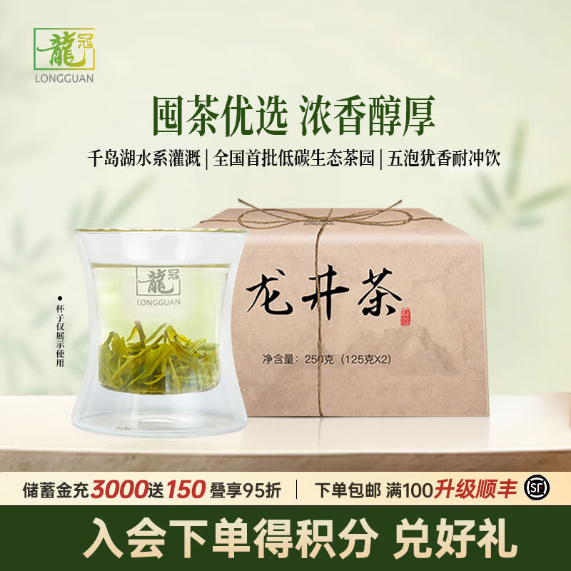 西湖龍冠2024新茶龍冠龍井茶包濃香紙包250g耐泡正宗綠茶葉茶包 250g