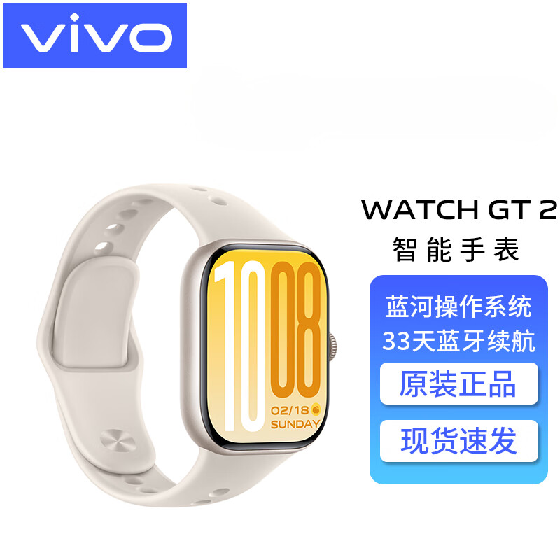 vivo WATCH GT2智能手表多功能健康监测运动跑步手表男女生通用自研蓝河系统 超长续航vivowatchgt2 蓝牙版 空格白