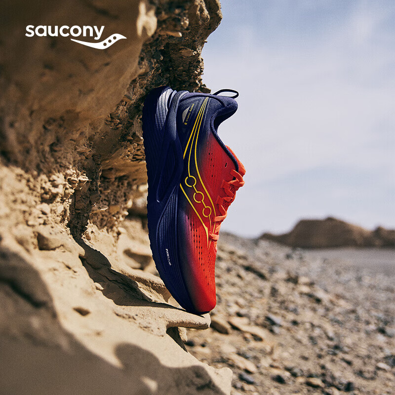 Saucony索康尼TEMPUS坦途3稳定支撑型舒适慢跑鞋训练轻量运动鞋 红兰 43