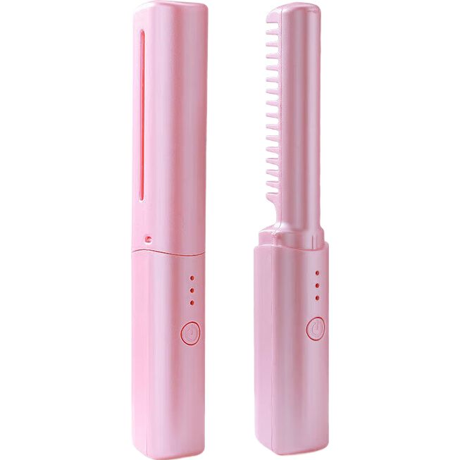 【无线】便携无线直发梳负离子便携蓬松神器温控直卷两用男女通用内扣高颅顶不伤发外出便携送礼 粉色 30mm【旗舰款】蓬松高颅顶+防烫设计