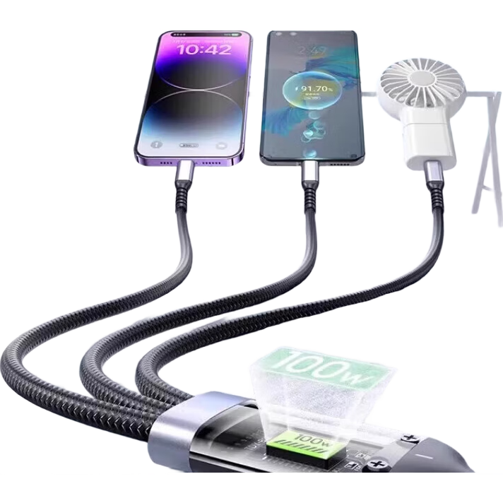 车载适用于苹果16数据线多功能typec充电线一拖三iphone15华为 一拖三