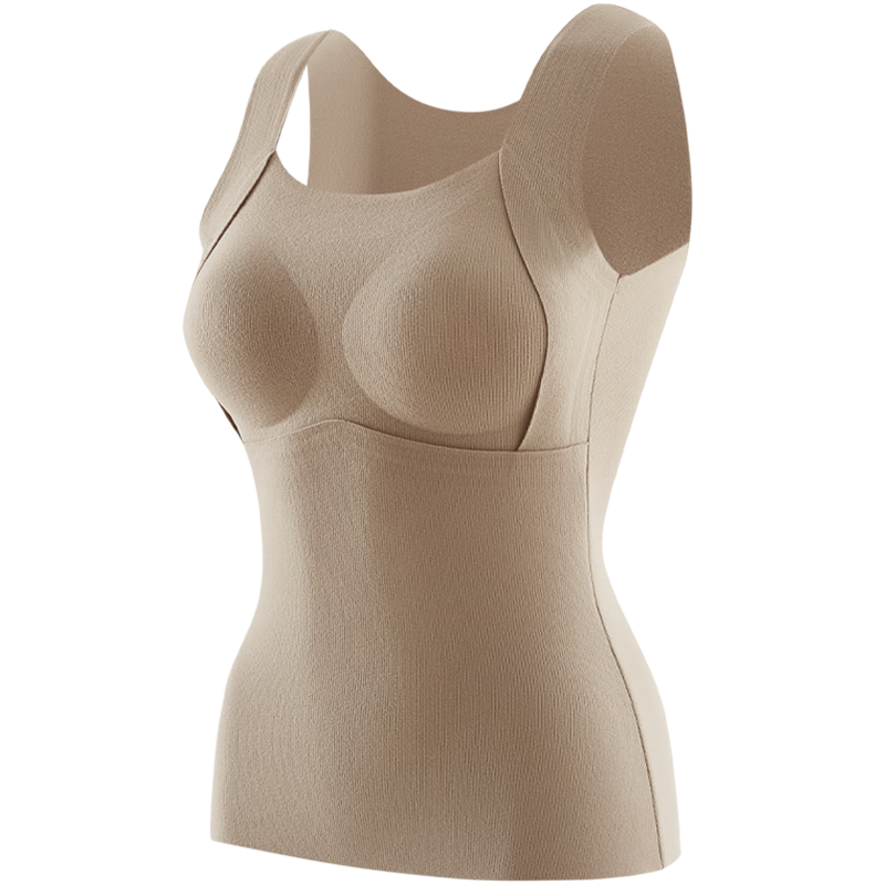 古今（GUJIN）保暖背心女士带胸垫无痕高弹不勒轻暖养肤内穿美背文胸一体上衣 黑色 (百搭显瘦） XL 【建议120-135斤】