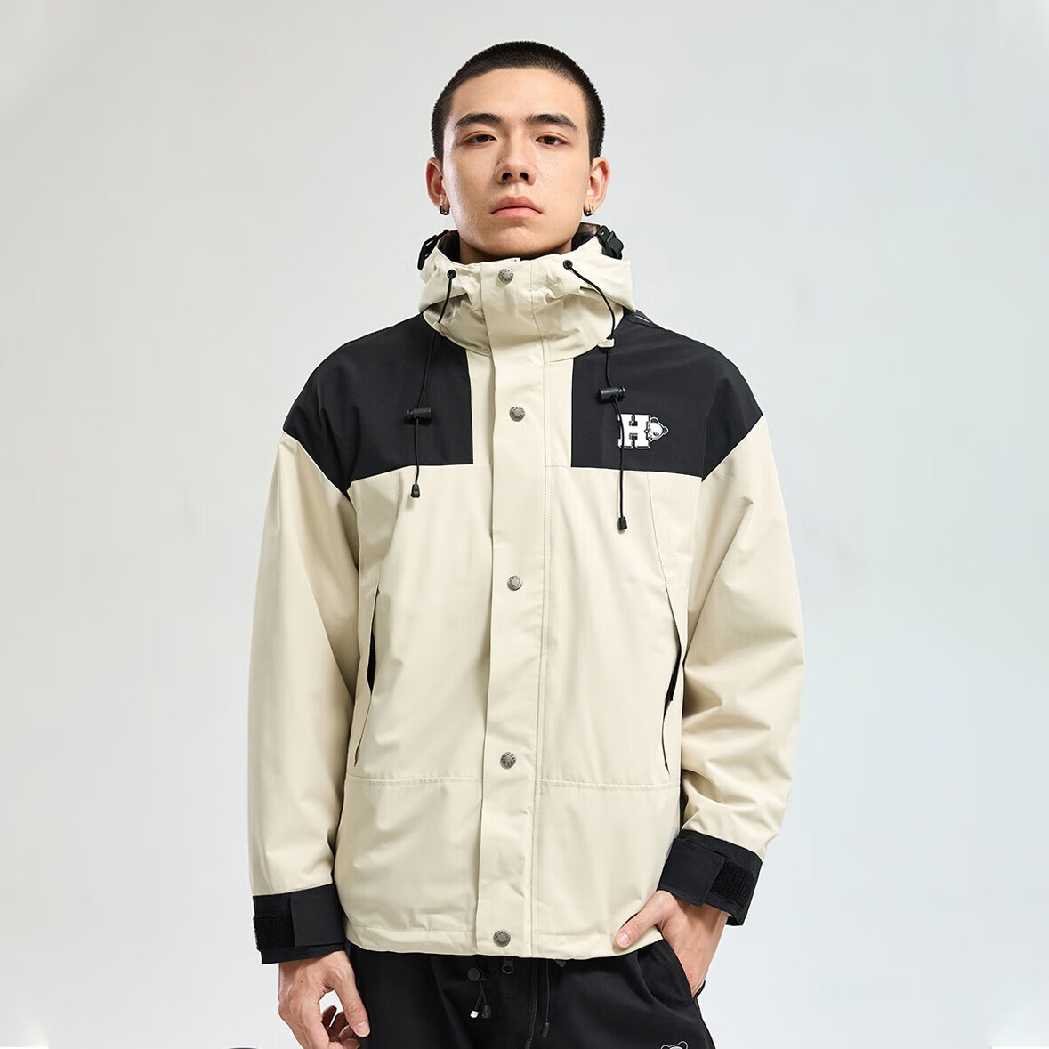 HIPANDA三合一山系冲锋衣外套男户外登山夹克情侣防风防水机能风上衣 卡其色 3XL