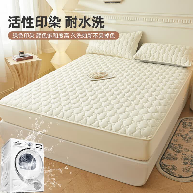 雅鹿夹棉床笠全包加厚宿舍床罩1.5x2米床套罩床垫保护罩床笠1.8米x2米 蝴蝶结床笠-奶昔白【蓬松柔软 四季通用】 120*200cm单床笠+枕套一只