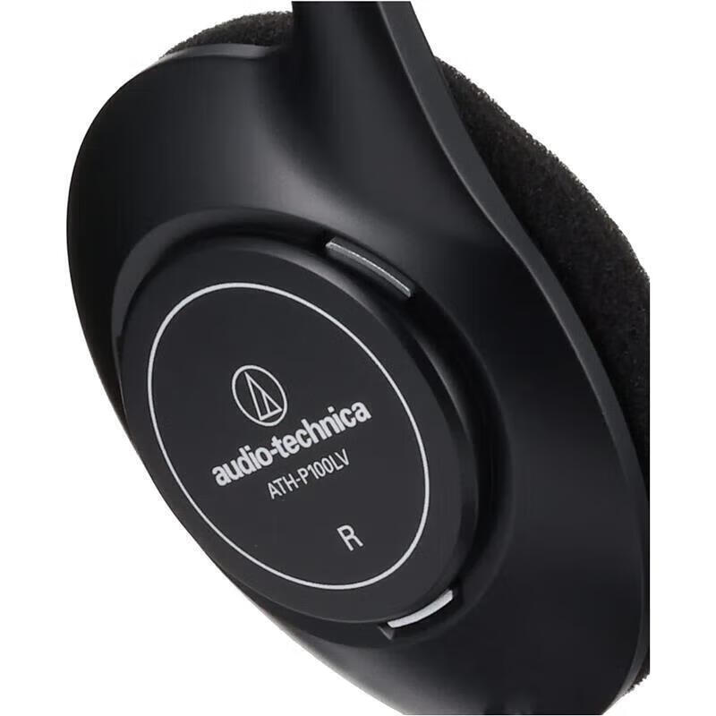 铁三角（Audio-technica）【日本直邮 日本发货】头戴式有线耳机 音乐电影观赏用 智能手机用 便携式耳机 ATH-P100LV【黑色】
