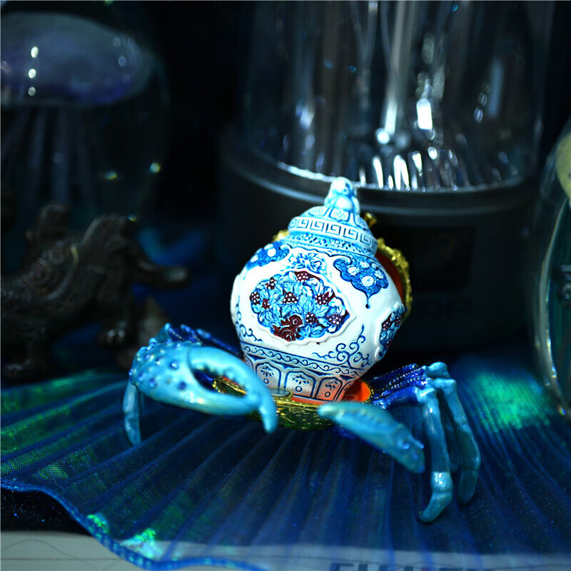 接运猫河北博物院元青花釉里红盖罐博物馆立体冰箱贴树脂文创饰品礼物 宝蓝色