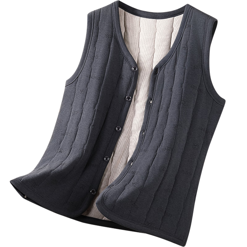 古今（GUJIN）保暖背心男士冬季V领纽扣开衫马甲男100%绵羊毛550G加厚暖防寒 藏青 （100%绵羊毛） XL 【推荐120-140斤】