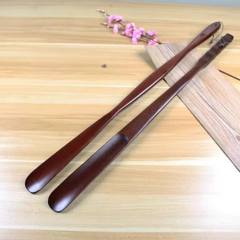 实木鞋拔子长柄家用孕妇穿鞋神器加长鞋扒鞋溜老人不弯腰提鞋器 1把装【坐凳子穿鞋】 32cm