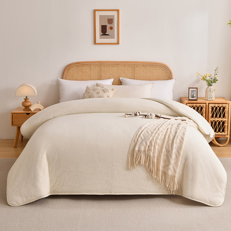 软贝新疆棉花被手工包边棉胎被子被芯鱼鳞网棉絮可盖可垫宿舍保暖棉絮 米白色（约5斤） 200cm*230cm单被芯