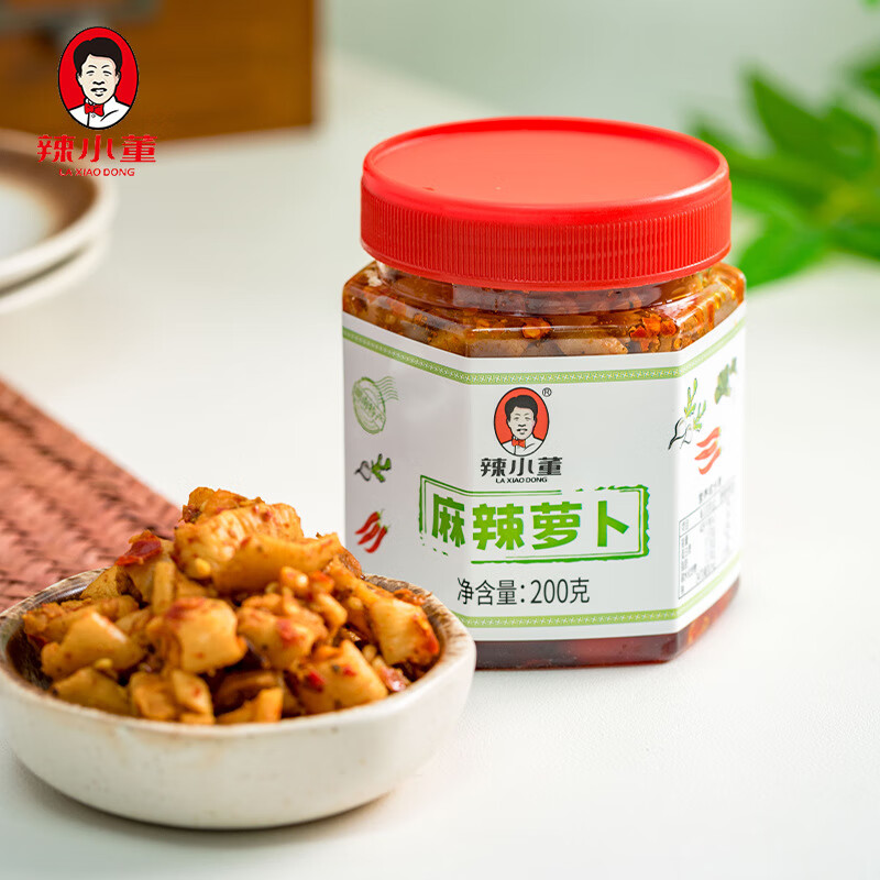辣小董廠家直供麻辣蘿卜200g*3瓶裝湖南特產(chǎn)香辣爽脆蘿卜干農(nóng)家佐 麻辣蘿卜200g*40瓶