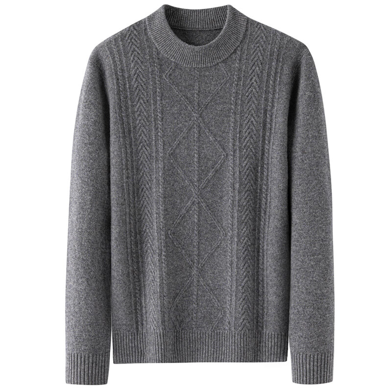 EMZ鄂尔多斯市冬季男士羊绒衫圆领100纯羊绒中年加厚大码男毛衣 兰色【现货】 4XL 190