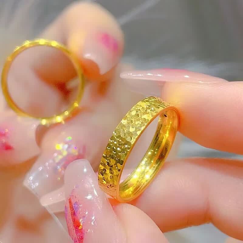 老凰祥黄金金包银戒指碎碎冰金戒指开口款情侣婚戒婚庆节日送礼 金包银碎碎冰女戒 活口